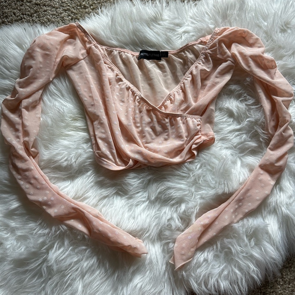 PrettyLittleThing Light Pink Ruched Blouse